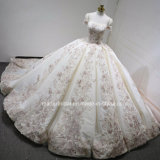 off Shoulder Bridal Ball Gowns Blush Pink Color Accent Lace Puffy Wedding Dresses Z2057