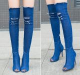 Wholesale New Fashion Women Jeans Knee Boots