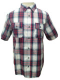Y/D Fabric Plaid Poplin Men's Shirt-CVC