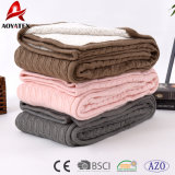 Super Soft Plain Cable Knit Throw Acrylic Sherpa Blanket