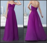 Strapless Formal Party Evening Gowns Pufple Chiffon Bridal Bridesmaid Dress Bb901