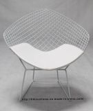 Dining Restaurant Kd White Seat PU Cushion Wire Diamond Chair