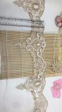New Design 18cm Width Bi-Color Gold Thread Embroidery Polyester Net Lace Mesh Lace for Garment Decoration & Home Textiles & Curtain Accessories