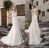 Lace Tulle Bridal Gown Cap Sleeves Mermaid Wedding Dresses Jv2018