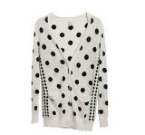 2016 Spring Black Dots White Cardigan Women's Knit Sweater