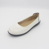 Factory Wholesale Plain White Color PU Upper Ladies Casual Shoes