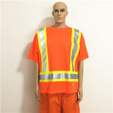 Shiny Orange Safety Workwear with High Visibility Tape