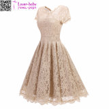 Women's Vintage Short Sleeve Lace Evening Party Swing Dress L36203