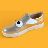 Fashion Slip on Lazy Shooes Cartoon Gold Kids Flat Shoes