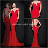 Red Pageant Dresses Embroidery Mermaid V-Back Party Evening Prom Dresses T92435