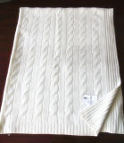 Cashmere Knitted Blanket with Cables Cth12001