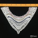 38*29cm Dyed Cuve Line Cotton Neckline Lace Applique for Feminine Dress Accessories Latest Design with Curve Fringe Collar Lace Fabric Hm2013