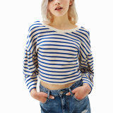 Latest Design Women Clothing Cotton Backless Striped Crop Hoodie
