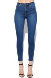 Sexy Ladies Skinny Elastic Jeans with Custom Brand Label
