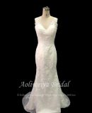 Aoliweiya Bridal Top Selling Ivory Mermaid Appliques Wedding Dress