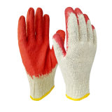 Light Cotton Yarn Knitting Red Latex Coated Smooth Finished Cheap Safety Working Gloves From China