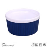 Bicolor Embossed Ceramic Ice Cream Bowl