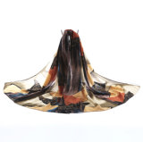 Womens Spring Chiffon Silk Like Printing Shawls Sunscreen Wrap Cape Scarf (SW111)