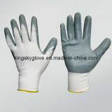 Polyester Shell Nitrile Coated Palm Nitrile Glove Chemical Glove