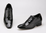 Height Increasing Elevator Sharp Toe Black Patent Leather Oxford Shoes