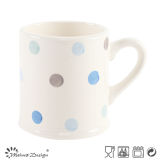 9oz Ceramic Mug Hand Painted Simple Dots Design