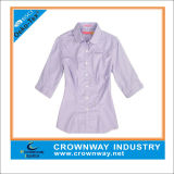 Ladies Short Sleeve Yarn Dye Stripes Shirts for Wholesale