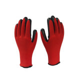 13gauge Red Polyester Liner with Black Nitrile Coated Gloves