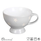 12oz Soup Mug Inside White Outside Grey with Engraved Star