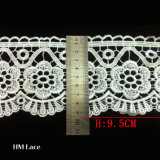 White Polyester Guipure Lace Trim with Mesh Backing L032
