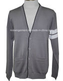Men Knitted Fashion V Neck Cardigan with Zipper (10-0051)