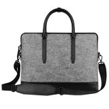 Fashion Gray Felt Handbags Bag Sleeve Pouch Laptop Messenger Bag with PU Patch (FLB009)