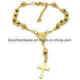 Gold Stainless Steel Women Rosary Ball Chain Bracelet