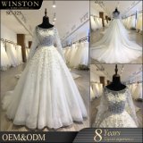 New Design Stereo Flowerembellishment Long Sleeve Muslim Wedding Dress