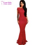 Hopeless Romantic Red Lace Fishtail Evening Dress L5035