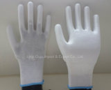 13G White Polyester Liner with White PU Coated Safety Gloves for Electronic Industry