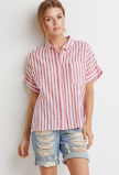 Short Sleeves Chest Pocket Boxy Stripe Shirt