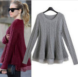 Two Colors Ladies Knitting Short Dress Autumn Knitwear