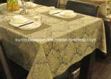 100%Polyester Solid Jacquard Tablecloth with PVC Placemats