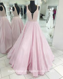 Pink Party Cocktail Gown Beading Satin Crystals Evening Dresses Y1037