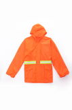 High Visibility Safety Orange Color Reflective Rain Coat