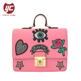 LC-023 Fashion Women Artificial Leather Shoulder Bag Satchel Handbag Crossbody Bags with Lovely Embroidery
