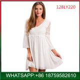 High Quality Ladies Elegant White Lace Dress Wholesale