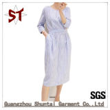 Custom Women Blue and White Stripes Straight Dress