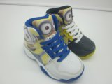High Top Cute Kids Casual PU Shoes with Minions Carton Printing