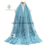 Tie-Dyed Retro Style Shawl Lady Fashion Scarf with Embroidery