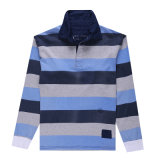 Long Sleeves Stripe Yarn Dyed Polo Shirt