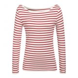 Women Long Sleeve Stripe Slim Fit T Shirt