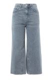 2017 High Quality Customzied Women Grey Cropped Wide Leg Jeans Trousers