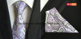 Jacquard Woven Polyester Necktie Set Man Tie and Hanky
