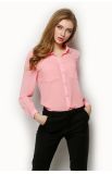 Wholesale Fashion 100% Chiffon Long Sleeve Woman Blouse with OEM